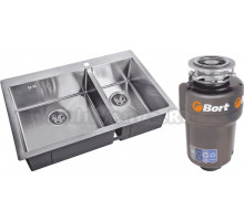Комплект Мойка Steel Hammer SH 78-2-51-L сталь + Измельчитель Bort Titan 5000