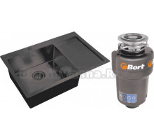 Комплект Мойка Steel Hammer SH 7851-L GRAFIT графит + Измельчитель Bort Titan Max Power