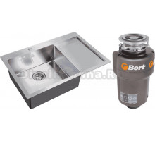 Комплект Мойка Steel Hammer SH 7851-L сталь + Измельчитель Bort Titan Max Power FullControl