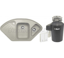 Комплект Мойка Zigmund & Shtain Eckig 1000.2 речной песок + Измельчитель Bort Alligator Green