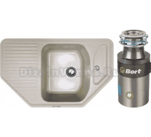 Комплект Мойка Zigmund & Shtain Eckig 800 осенняя трава + Измельчитель Bort Titan 4000 Plus