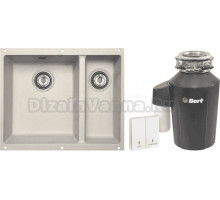 Комплект Мойка Zigmund & Shtain Integra 500.2 речной песок + Измельчитель Bort Alligator Green