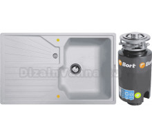 Комплект Мойка Zigmund & Shtain Kaskade 800 млечный путь + Измельчитель Bort Titan 4000