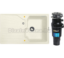 Комплект Мойка Zigmund & Shtain Kaskade 800 топленое молоко + Измельчитель Bort Titan 7000