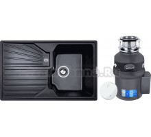 Комплект Мойка Zigmund & Shtain Kaskade 800 черный базальт + Измельчитель Bort Titan 9000