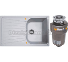 Комплект Мойка Zigmund & Shtain Klassisch 790 млечный путь + Измельчитель Bort Titan Max Power