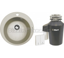 Комплект Мойка Zigmund & Shtain Kreis 480 речной песок + Измельчитель Bort Alligator Green