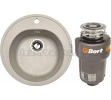 Комплект Мойка Zigmund & Shtain Kreis 505 речной песок + Измельчитель Bort Titan 5000