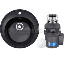 Комплект Мойка Zigmund & Shtain Kreis 505 черный базальт + Измельчитель Bort Titan 9000