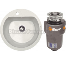 Комплект Мойка Zigmund & Shtain Kreis 505F индийская ваниль + Измельчитель Bort Titan Max Power