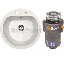 Комплект Мойка Zigmund & Shtain Kreis 505F каменная соль + Измельчитель Bort Titan Max Power FullControl