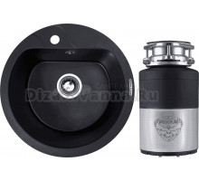 Комплект Мойка Zigmund & Shtain Kreis 505F черный базальт + Измельчитель Status Premium 100
