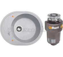 Комплект Мойка Zigmund & Shtain Kreis OV 575 млечный путь + Измельчитель Bort Titan Max Power