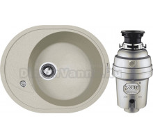 Комплект Мойка Zigmund & Shtain Kreis OV 575 речной песок + Измельчитель Zorg Inox D ZR-75 D