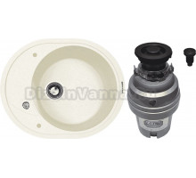 Комплект Мойка Zigmund & Shtain Kreis OV 575 топленое молоко + Измельчитель Zorg ZR-75 D GRAFIT