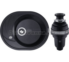 Комплект Мойка Zigmund & Shtain Kreis OV 575 черный базальт + Измельчитель Bone Crusher BC 1000-AS