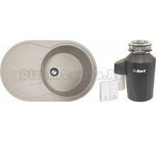 Комплект Мойка Zigmund & Shtain Kreis OV 770 B речной песок + Измельчитель Bort Alligator Green