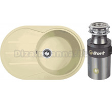 Комплект Мойка Zigmund & Shtain Kreis OV 770 D молодое шампанское + Измельчитель Bort Titan 4000 Control