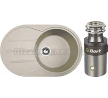 Комплект Мойка Zigmund & Shtain Kreis OV 770 D осенняя трава + Измельчитель Bort Titan 4000 Plus