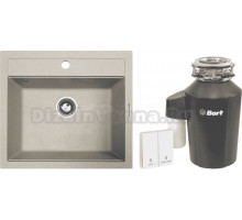 Комплект Мойка Zigmund & Shtain Platz 560 речной песок + Измельчитель Bort Alligator Green