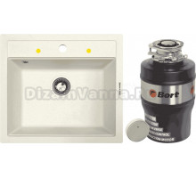 Комплект Мойка Zigmund & Shtain Platz 560 топленое молоко + Измельчитель Bort Alligator Mega