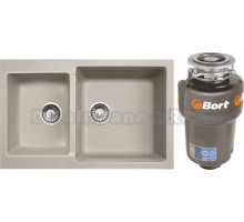Комплект Мойка Zigmund & Shtain Rechteck 400.275 речной песок + Измельчитель Bort Titan 5000