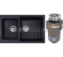 Комплект Мойка Zigmund & Shtain Rechteck 400.275 темная скала + Измельчитель Bort Titan 5000 Control