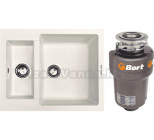 Комплект Мойка Zigmund & Shtain Rechteck 600.2 индийская ваниль + Измельчитель Bort Titan Max Power