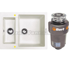 Комплект Мойка Zigmund & Shtain Rechteck 600.2 каменная соль + Измельчитель Bort Titan Max Power FullControl