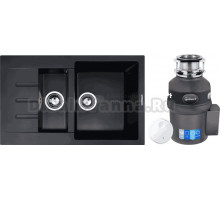 Комплект Мойка Zigmund & Shtain Rechteck 775.2 черный базальт + Измельчитель Bort Titan 9000