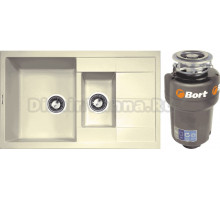 Комплект Мойка Zigmund & Shtain Rechteck 780.2 молодое шампанское + Измельчитель Bort Titan Max Power