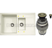 Комплект Мойка Zigmund & Shtain Rechteck 780.2 топленое молоко + Измельчитель Zorg ZR-75 D BRONZE