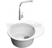 Комплект Мойка GranFest Rondo GF-R580L иней + Смеситель MEGA Mega MG-SUN03
