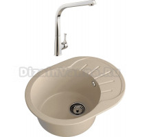 Комплект Мойка GranFest Rondo R-580L кашемир + Смеситель MEGA Mega MG-SUN03