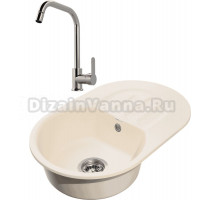 Комплект Мойка GranFest Smart SM 680 L бежевая + Смеситель MEGA City MG- ZRV104 хром