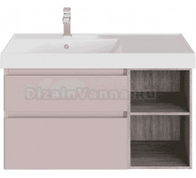 Тумба под раковину без столешницы KERAMA MARAZZI Cubo 90 левая, мальва матовая-древесная