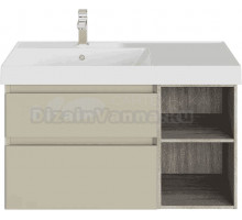 Тумба под раковину без столешницы KERAMA MARAZZI Cubo 90 левая, лимо матовая-древесная