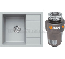 Комплект Мойка Tolero Classic R-107 платина + Измельчитель Bort Titan Max Power