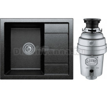 Комплект Мойка Tolero Classic R-107 уголь + Измельчитель Zorg Inox D ZR-75 D
