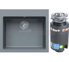Комплект Мойка Tolero Classic R-111 грей + Измельчитель Bort Titan 4000
