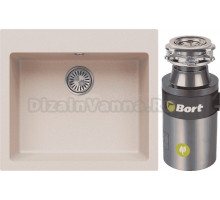 Комплект Мойка Tolero Classic R-111 саванна + Измельчитель Bort Titan 4000 Plus