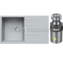 Комплект Мойка Tolero Loft TL-750 платина + Измельчитель Bort Titan 4000 Plus