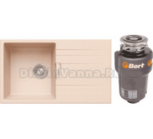 Комплект Мойка Tolero Loft TL-750 саванна + Измельчитель Bort Titan 5000