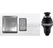 Комплект Мойка Tolero Twist TTS-890K № 923 белая + Измельчитель Bone Crusher BC 1000-AS