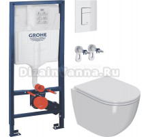 Комплект Унитаз подвесной Bauedge Bau Dream Hurricane 5 Inclosed + Инсталляция Grohe Rapid SL 38772SH0 3 в 1 с панелью смыва