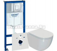 Комплект Унитаз подвесной Bauedge Bau Dream Hurricane 5 Inclosed + Инсталляция Grohe Rapid SL 38775001 4 в 1 с кнопкой смыва