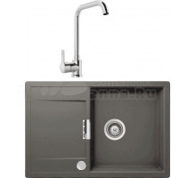 Комплект Мойка Schock Eton 50D Cristadur серебристый камень + Смеситель MEGA Ege MG-PL10 хром