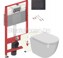 Комплект Унитаз подвесной Bauedge Bau Dream Hurricane 5 Inclosed + Инсталляция TECE Now 9400414 4 в 1 с кнопкой смыва