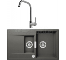 Комплект Мойка Schock Eton 60D Cristadur серебристый камень + Смеситель MEGA City MG- ZRV104 хром