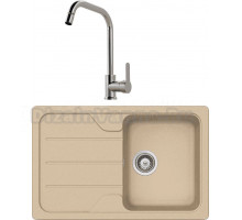 Комплект Мойка Schock Formhaus 45 D Cristalite лунный камень + Смеситель MEGA City MG- ZRV104 хром